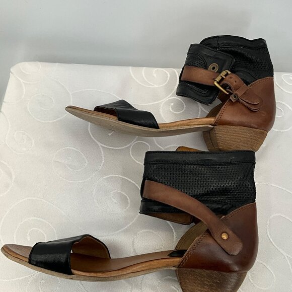 Miz Mooz Leather & Mesh Ankle Strap Sandals Brown/Black Women's Size 40 - Picture 6 of 8